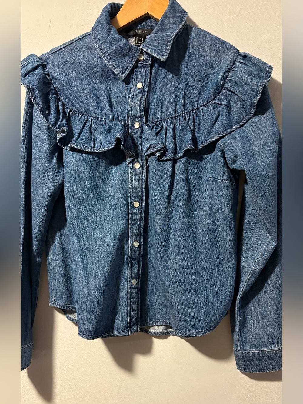 Forever 21 Ruffle denim blouse